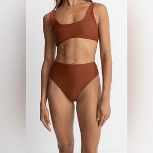 Rhythm Classic High Waisted Bikini Bottoms in Rust
